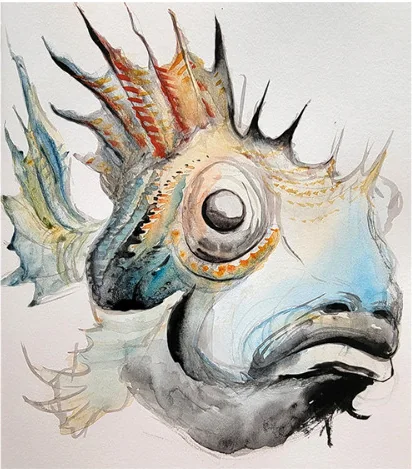 A spiny fish with an orange crest