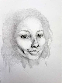A softly drawn smiling face