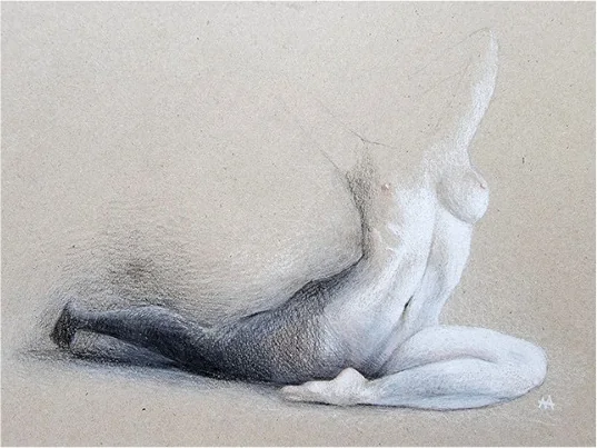 A reclining nude on toned paper