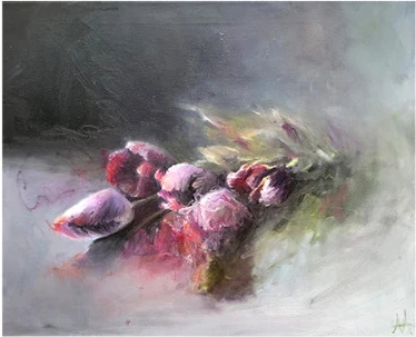 Pink roses lying on a table