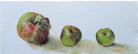 Three apples in a row