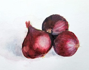 Three red onions