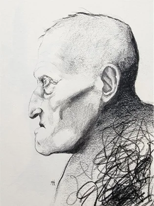 An old man in profile