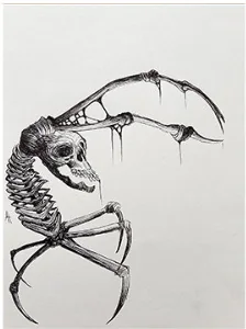 A skeletal winged creature with a long-beaked skull