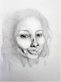A softly drawn smiling face